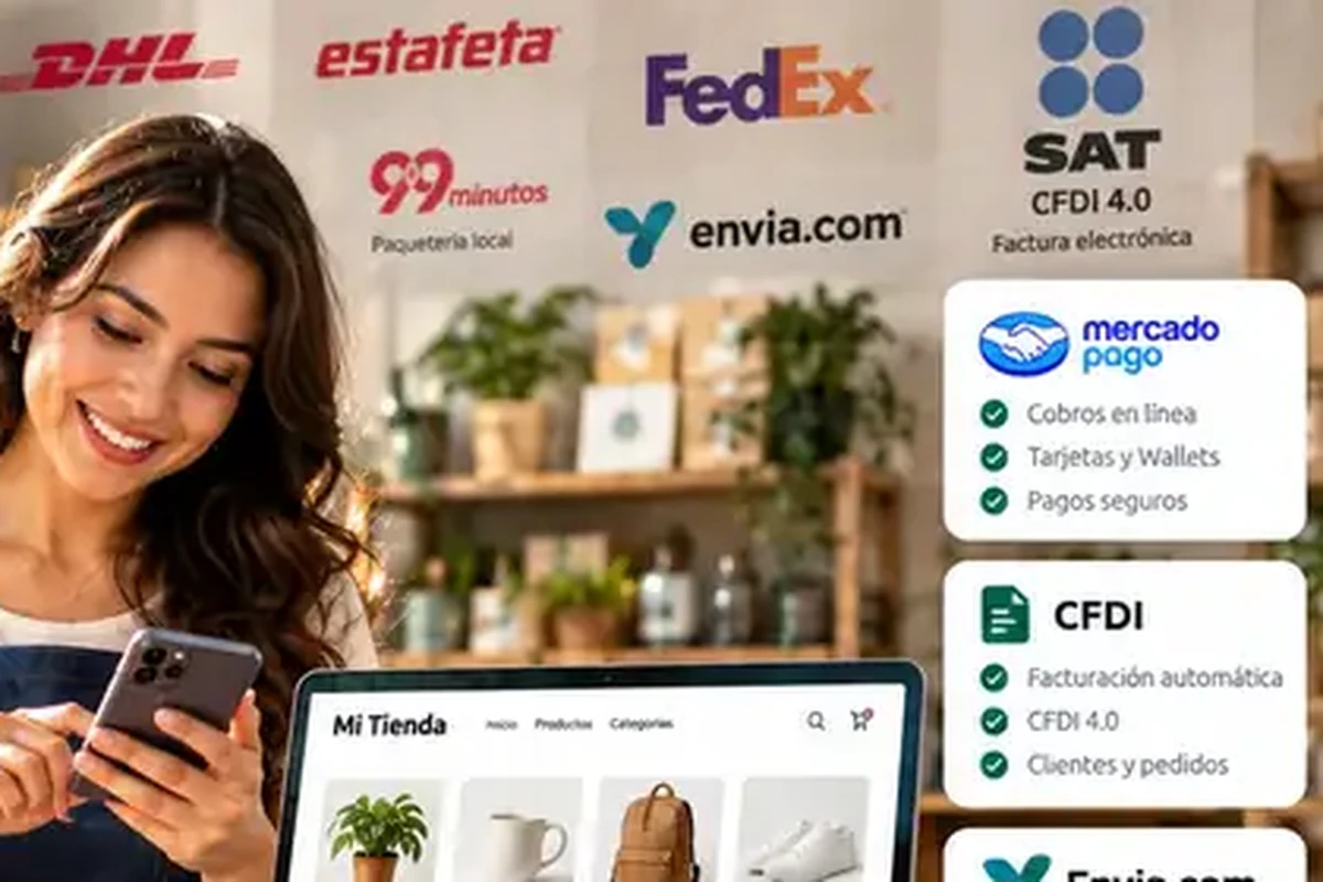 Mujer mexicana propietaria de un pequeño negocio gestionando su catálogo y operación digital con Kormia
